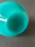 Empoli Glass, Large Pitcher Vase, cased glass, Celery Handle, Turquoise