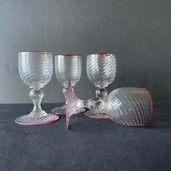 Attributed to Bimini, set of 4 vintage stemmed shot glasses