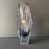 Faceted Art Sommerso Murano Glass Vase, design Alessandro Mandruzzato