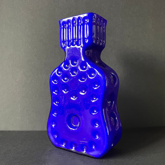 Hirschberg Glass, West German Blue Glass Guitar Vase