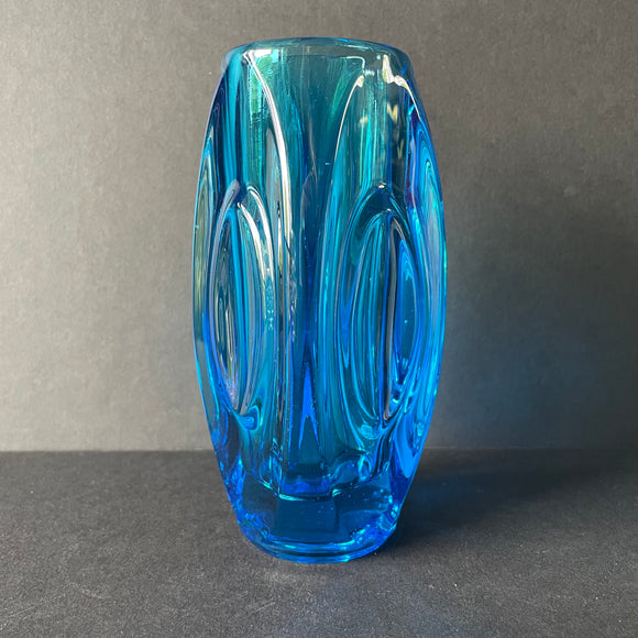 Sklo Union ‚Bullit' Vase, Rudolf Schrotter, blue, 1950's, 15 cm