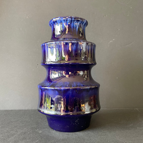 267 20 Scheurich, West German Ceramics 'Pagoda' Vase, blue tones