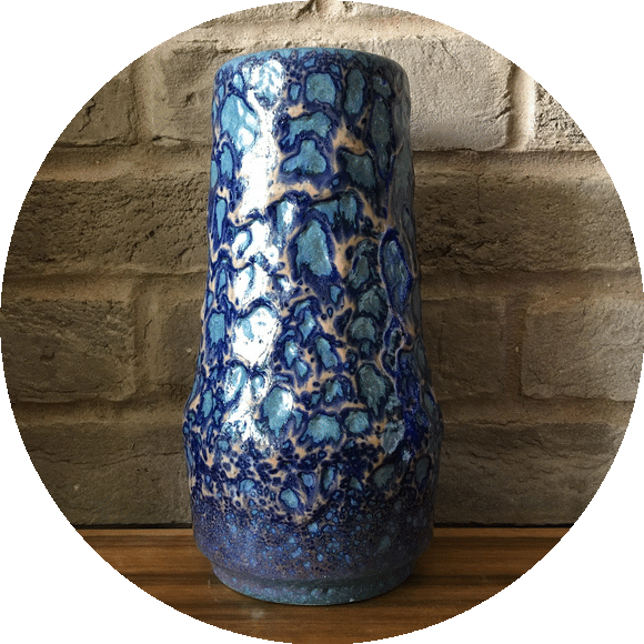 West German Vase - Scheurich 529 25 , blue, brown on teal Fat Lava