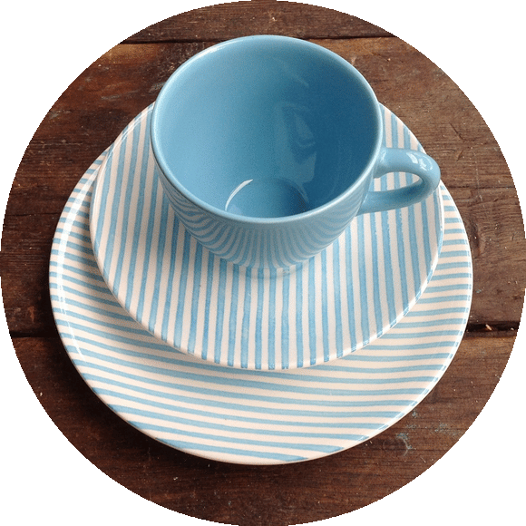 Empire Porcelain & Co. 'Candy Stripe' trio blue