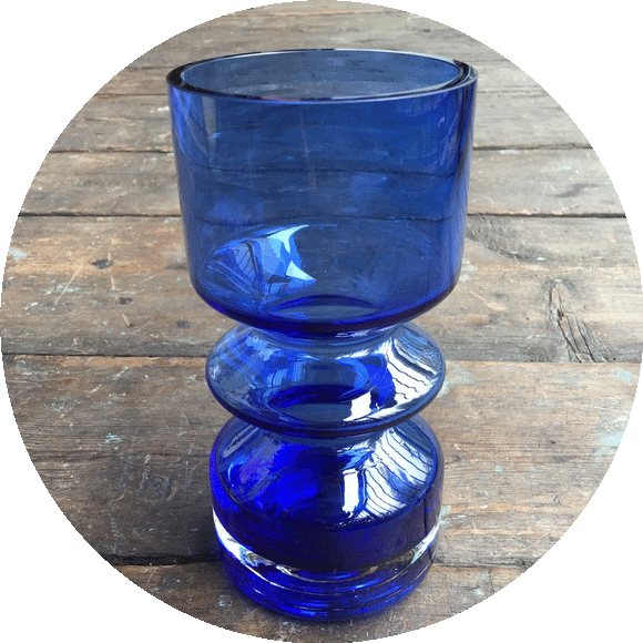 Finnish Hooped Glass Vase by Riihimaki