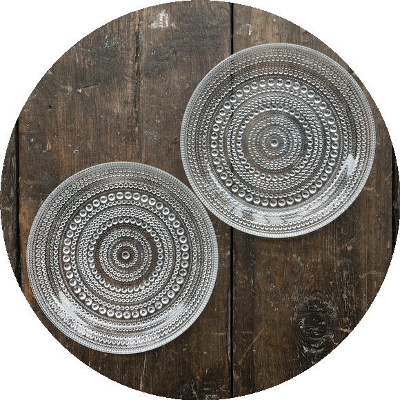 Iittala Kastehelmi 2 x clear plates, 17 cm 