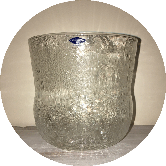 OIVA TOIKKA - Wartsila Finland Glass, Fauna pattern, Ice Bucket/Bowl/Large Vase - Made in Finland - 1970s