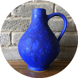 Otto Keramik West German Blue Handled Fat Lava Vase