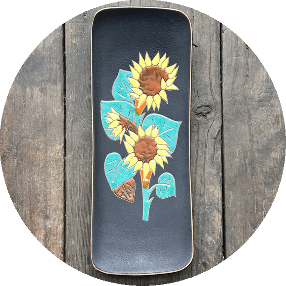 Ruscha West German Ceramic Wall Plate 'Sunflowers'