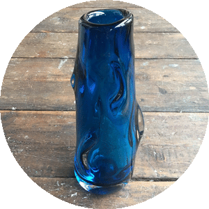 9612 Whitefriars Knobbly Glass Vase, Kingfisher blue