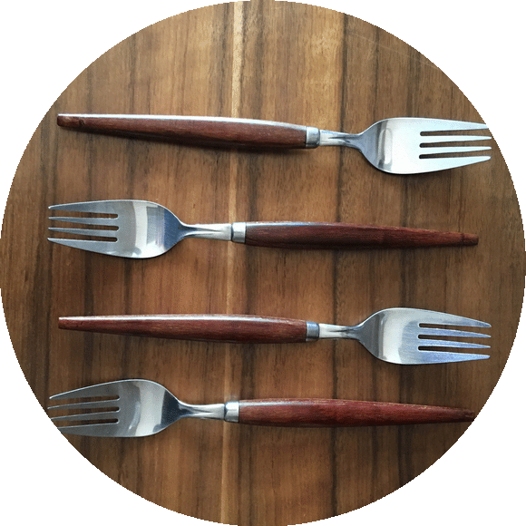 Vintage Teak & Stainless Steel Holland Flatware - Dinner Fork 20.5 cm
