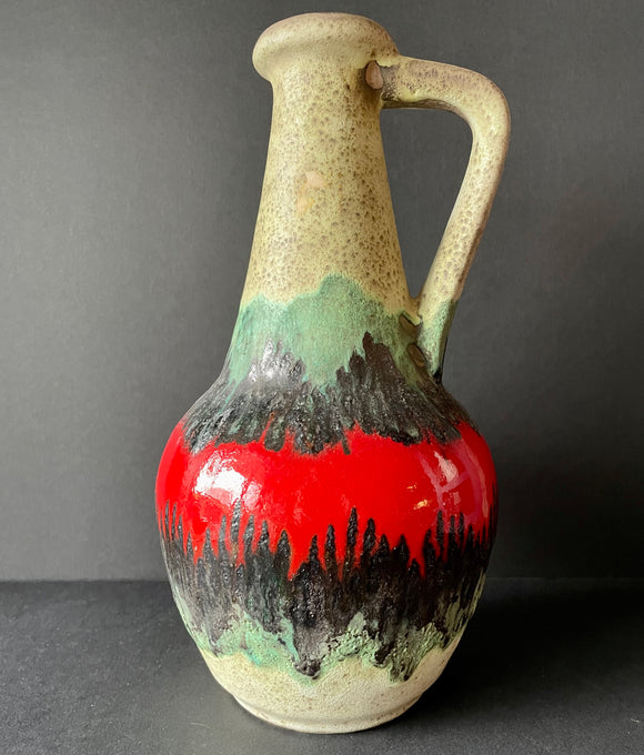 67 30  BAY Ceramic Vase, multi colour handled
