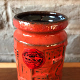 Bay 957 14 West German Vase, red modernist relief