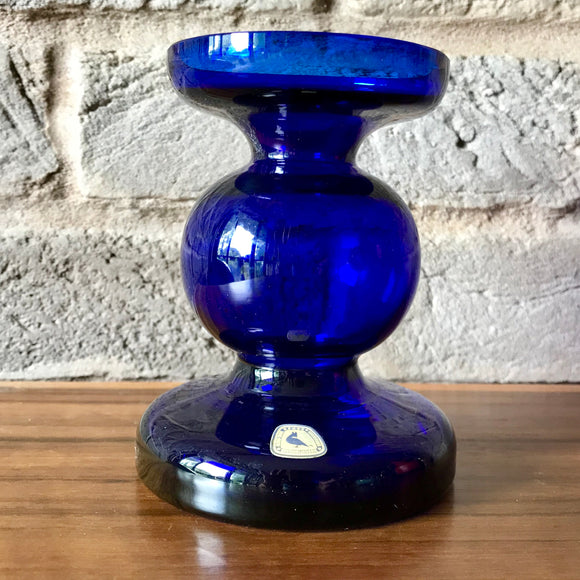 Alfred Taube, Hooped Blue Glass Vase/Candlestick