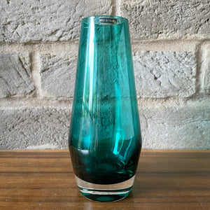 Finnish Glass Vase, turquoise/teal, Riihimaki