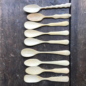 Collection of 9 mixed Victorian egg spoons (bovine bone)