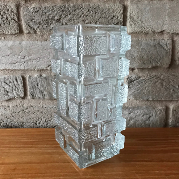 sklo union rectsngular pressed glass vase