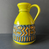 1673/15 Ü Keramik handled vase, yellow/orange/black