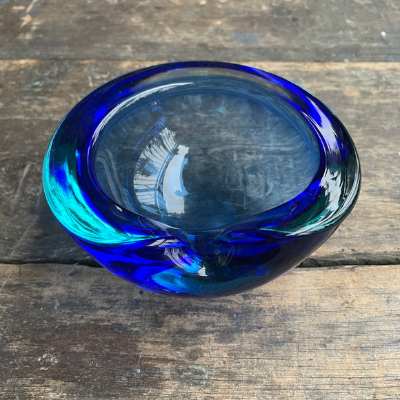 Murano Geode Glass Ashtray - blue tones