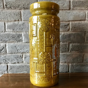 BAY West German Ceramic Vase, WGP, 955-40, 'Narvik' design, Bodo Mans, mustard colour