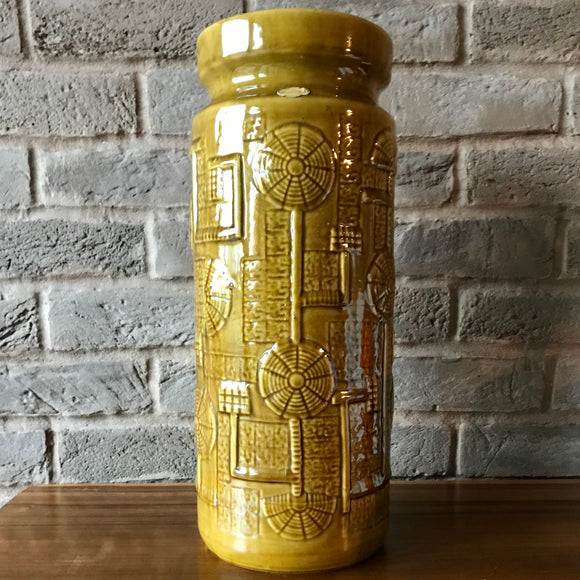 BAY West German Ceramic Vase, WGP, 955-40, 'Narvik' design, Bodo Mans, mustard colour