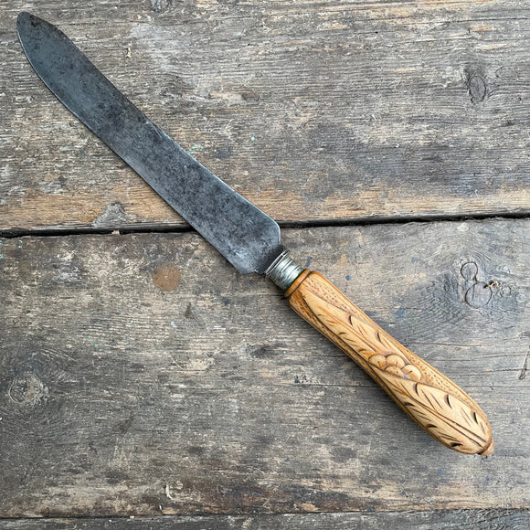 Victorian Bread Knife Taylor Witness, carved handle