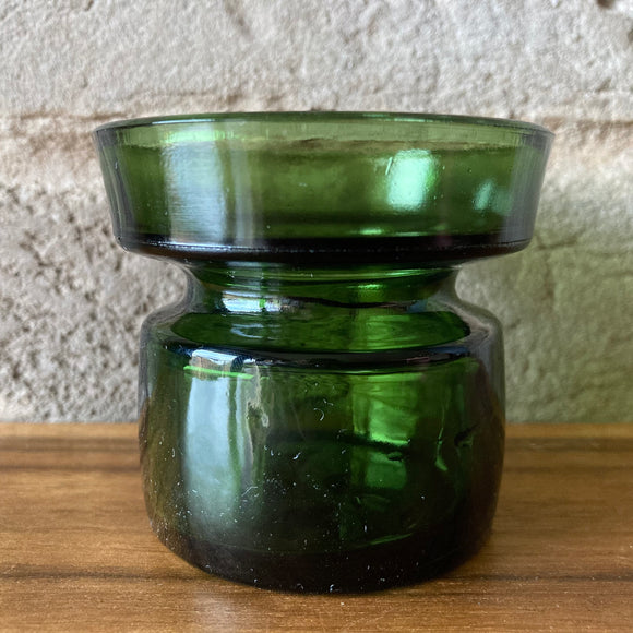 Vintage Dansk Designs IHQ Quistgaard, Glass Candle Holder, green