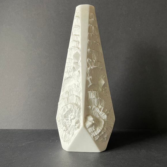 274 Kaiser Bisque Porcelain, Fossil design, Diamond shaped Vase
