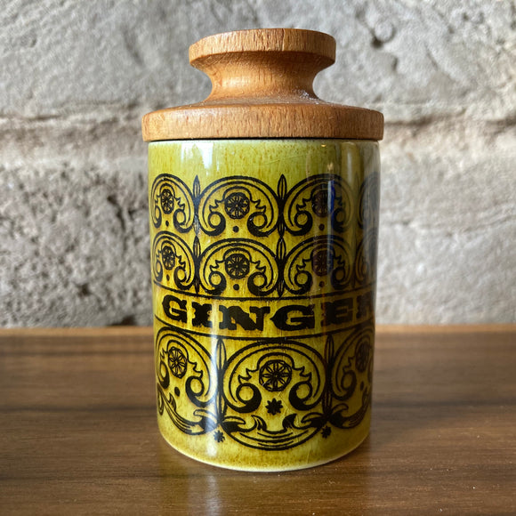 Hornsea 'Scroll' Green lidded Ginger Spice Jar