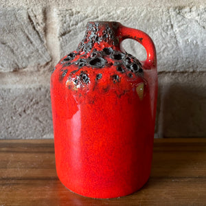 Otto Keramik West German Red small Fat Lava Vase