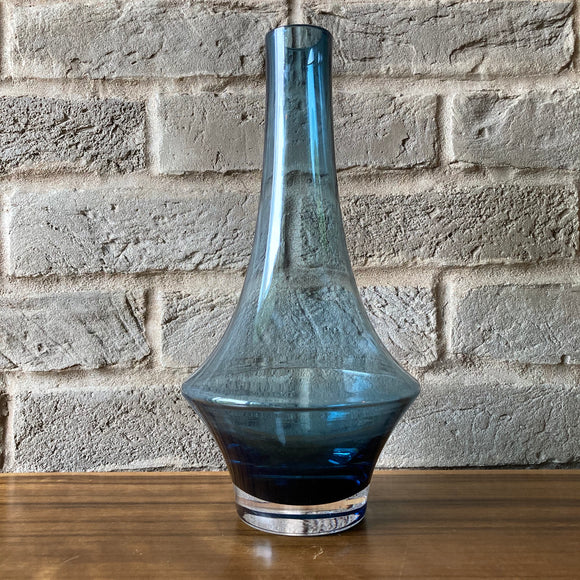 Finnish Glass Vase, blue, Riihimaki, model 1379