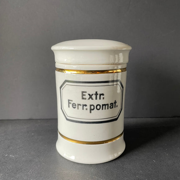 Vintage Apothecary Ceramic Jar - Extr.Ferr.Pomat