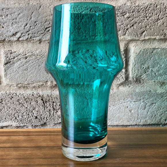 Finnish Glass Vase, turquoise, Riihimaki, model 1581