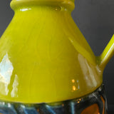 1673/15 Ü Keramik handled vase, yellow/orange/black