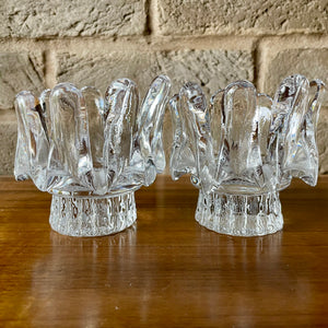 Kosta Boda (pair)  'Sunflower' Glass Candleholders