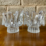 Kosta Boda (pair)  'Sunflower' Glass Candleholders