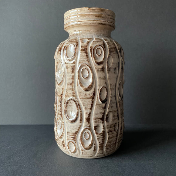 288 18 West German Vase, grey/brown, coral pattern - Scheurich