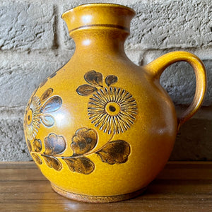 Wilhelm Kagel handled Ceramic Vase, orange, flowers