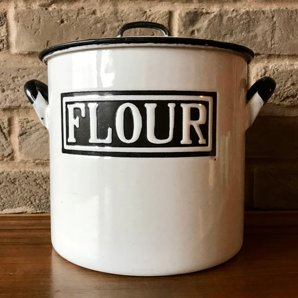White Large Enamel Flour Storage Tin