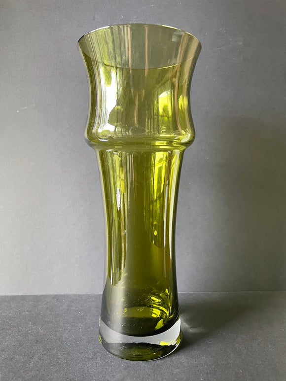 Finnish Glass Vase, green, Riihimaki