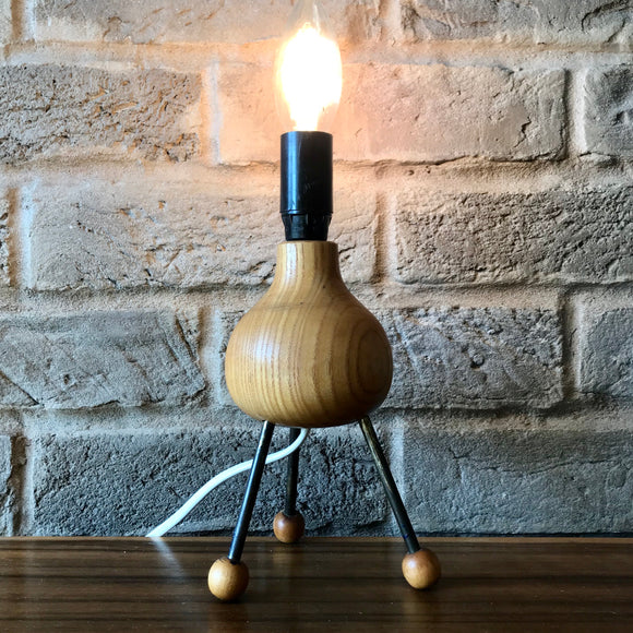 Sputnik Tripod Lamp, wooden base 