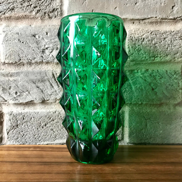 Sklo Union / Rosice Vase, green, Jiri Zejmon, 1987, pattern number 1292