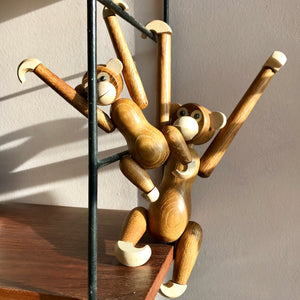 Two Danish mid century shelf monkeys