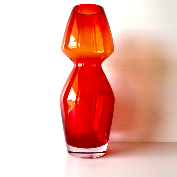 Riihimäen Lasi Oy / Riihimaki Vase 1376, orange/red
