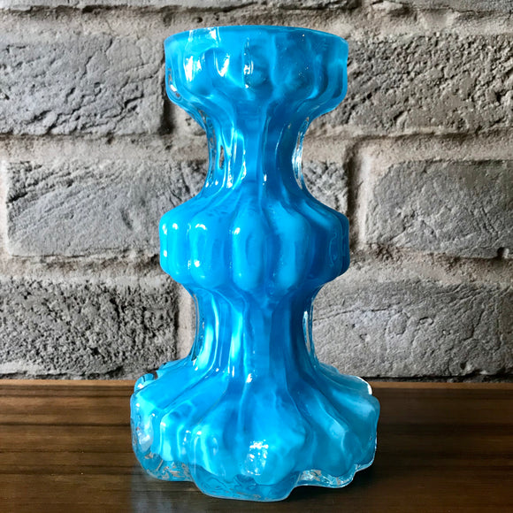 Ingrid Glass cases bark effect vase, blue