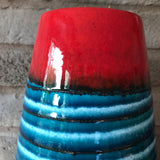 529 38 West German Vase - Scheurich, red/blue banded