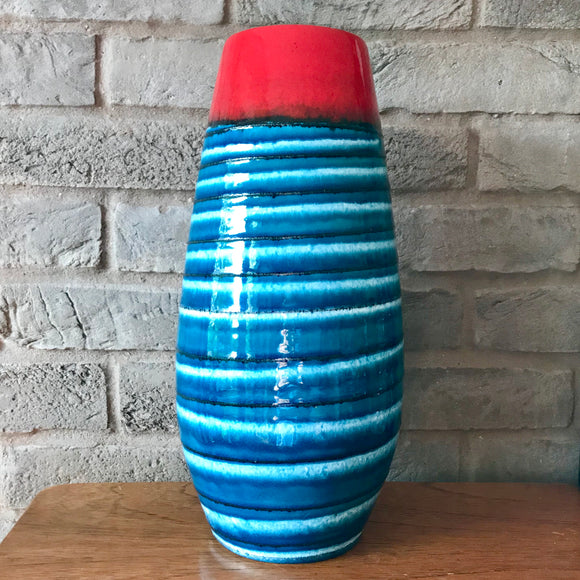 529 38 West German Vase - Scheurich, red/blue banded