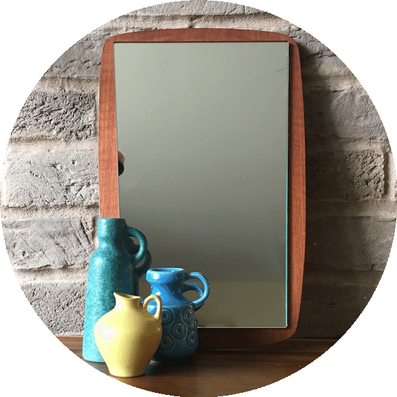 Mid-Century small Teak mounted Mirror